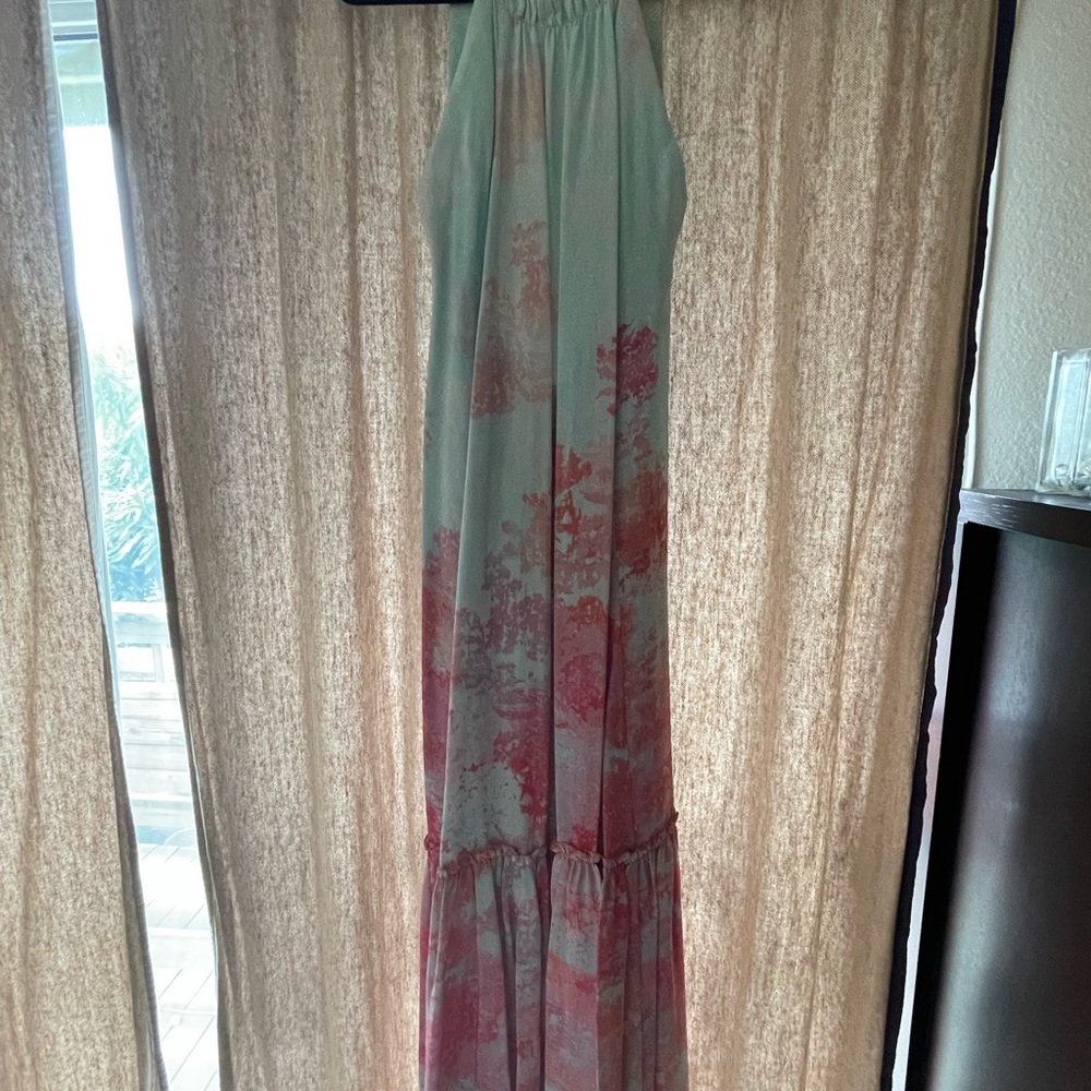 BCBGMaxAzria Backless Halter Maxi Dress